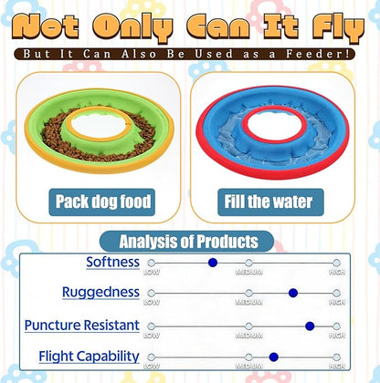 3 Pcs Flying Disc Dog Fetch Toys, 9.05 Inch Interactive Flyer and Tug Toys, Feedable Lightweight Nylon Fabric Pet Training and Outdoor Exercise Toys for Small, Medium, Large Dogs, Safe on Teeth