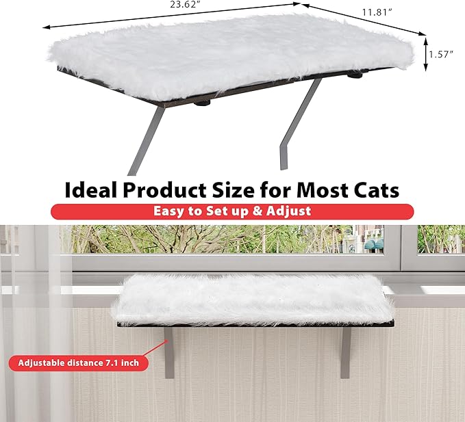 COZIWOW Window Cat Hammock - Indoor Cat Bed for Window Sill, White