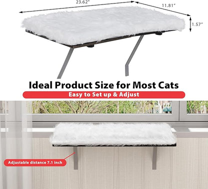 COZIWOW Window Cat Hammock - Indoor Cat Bed for Window Sill, White