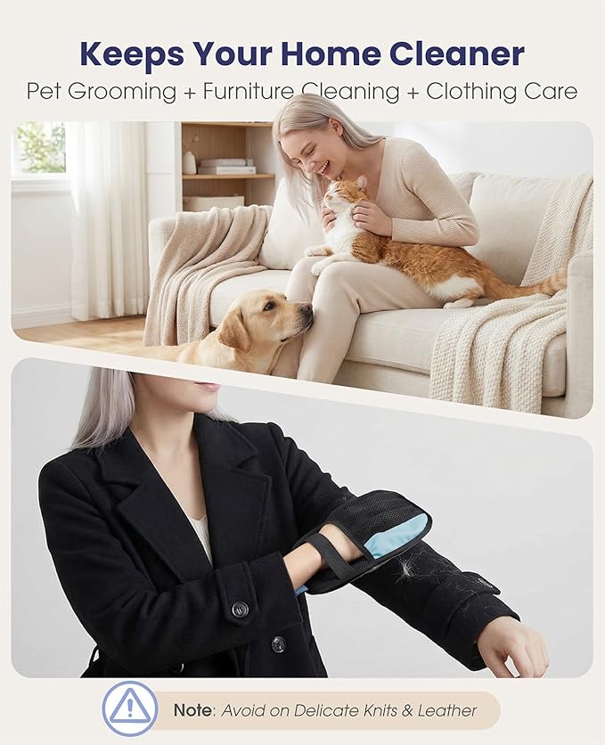 Pet Hair Remover Glove for Dog & Cat, Reusable Electrostatic Magic Brush, Five-Finger Hair Removal Mitt for Cleaning Clothing, Bed, Couch, Carpet, and Car Seat Blue