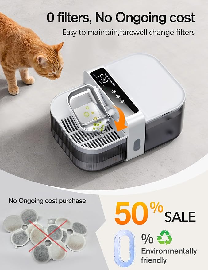 3.5L Wireless Cat Water Fountain with No Filters, 180-Day Battery & Precision Flow Control,Smart Pet Water Dispenser with Wastewater Separation & Custom Scheduling for Cats & Dogs, White