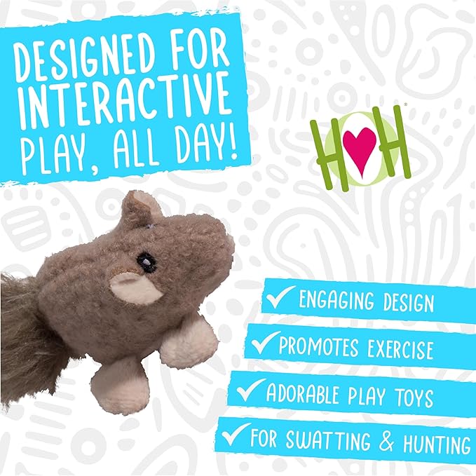 HuggleKats Cat Toys - Kitten Toys for Bored Indoor Cats, Perfect for Moving, Exercise, Biting & Chewing - Wee Fellar Squirrelie
