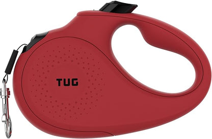 TUG Monochrome 360° Tangle-Free Retractable Dog Leash | 16 ft Strong Nylon Tape (Small, Red)
