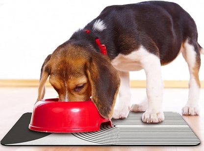Dog Food Mats,Cat Absorbent Water Bowl Feeding Mats Pet Placemats for Food and Water Black Bohemia 12 * 20 inch