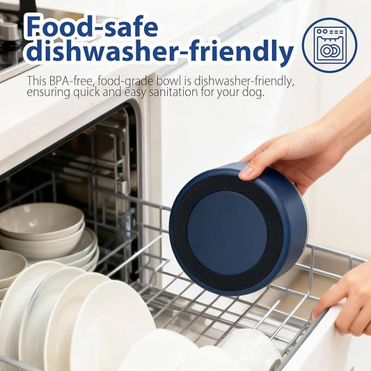 Dog Bowl, Stainless Steel Dog Bowls for Food and Water, Metal Pet Feeding Bowl with Insulated Non-Slip Quiet Bottom, Easy to Clean, Dishwasher Safe, 64oz,8 Cup | Navy