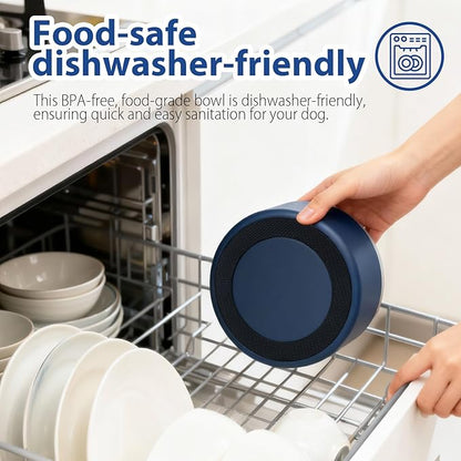 Dog Bowl, Stainless Steel Dog Bowls for Food and Water, Metal Pet Feeding Bowl with Insulated Non-Slip Quiet Bottom, Easy to Clean, Dishwasher Safe, 32oz,4 Cup | Navy