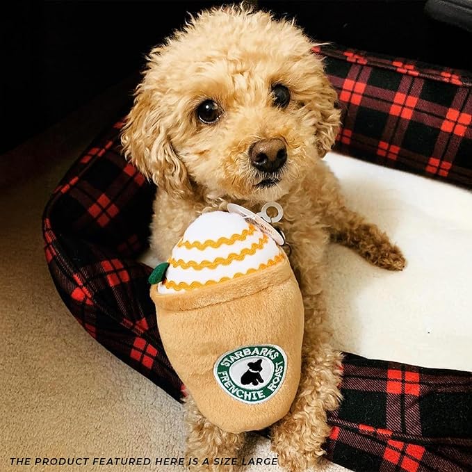 Haute Diggity Dog Starbarks Frappawcino, Plush Designer Dog Toys with Interactive Squeaker, Stimulating Pet Enrichment, Machine-Washable & Safe Materials for All Breeds, Size Large