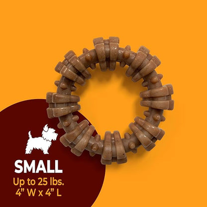 Nylabone Strong Chew Textured Ring Dog Toy Made with Real Beef & Chicken, Durable Chew Toys for Aggressive Chewers, Long Lasting Dog Bone, Keeps Dogs Busy, Small Breeds - Up to 25 lbs