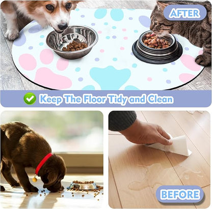 Dog Feeding Mat 24''x16'', Absorbent Pet Food Mat, No Stains Quick Dry Pet Water Mat Protect Floor, Cat Dog Water Bowl Mat for Messy Drinkers, Non-Slip Rubber Base Pet Placemats for Food and Water