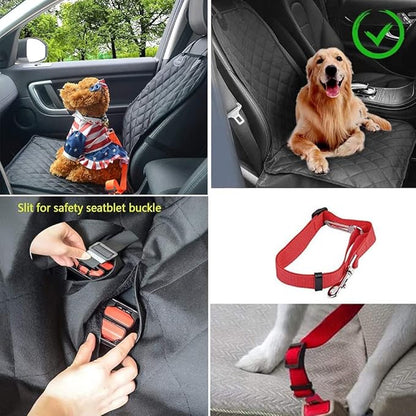 Front Pet Seat Cover Protector for Dogs Cats Car Nonslip Scratchproof Waterproof Washable Pets Front Seats Covers for Cars Trucks SUVs Vans (Black)