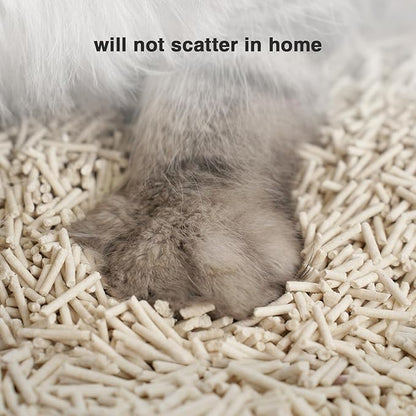 Cat Litter 24LB/4 Packs Dust-Free Clumping Tofu Cat Litter Quickly Absorb Odors Toilet Can Flush Into The Toilet Pure Natural tofu cat Litter (Original Flavor)