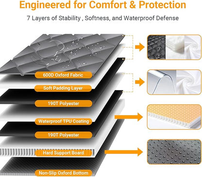 Dog Car Seat Cover for Back Seat with Removable Hard Bottom Board, Back Seat Extender for Dogs, 600D Waterproof Dog Hammock for Car SUV, Anti-Sag Support for Large Dogs, Universal Fit