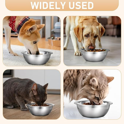 8" Stainless Steel Dog Bowls, 10 Pack 56oz 7 Cups Thickened Metal Dog Food Containers Replacement Pets Bowl Basic Food and Water Dish for Medium Large Dogs Cats