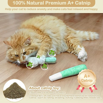 Tocirelo Catnip Toys for Cats 3pack - Bite Resistant Cat Nip Toys Filled with 100% Pure 45000mg A+Organic Catnip, Safe Kitten Teething Kicker Toys, Cat Chew Toy for Indoor Cats for Stress Relieving