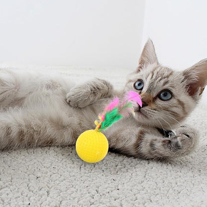 24 Pack Cat Golf Balls for Indoor Kitten Toys, Interactive Cat Pom Pom Ball Toys for Exercise Chase Pounce Entertainment, Random Color