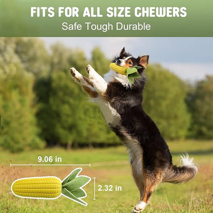 Dog Toys for Aggressive Chewers, Indestructible Tough Squeaky Corn Chew Toy for Large Medium Small Breed, Interactive Dog Toys to Keep Them Busy
