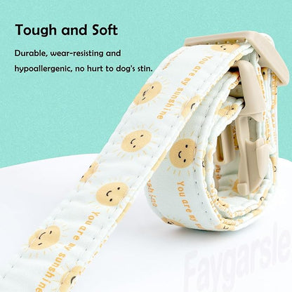 Faygarsle Sunshine Pattern Dog Collar, Adjustable Cotton Fabric, Cute Design for Small Medium Large Dogs S