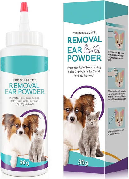 Dog Ear Cleaner, Upgraded Dogs & Cats Ear Powder for Easy Hair Removal, Pets Ear Infection Relief, Soothes Itchy Ears & Relieve Scratching (1)