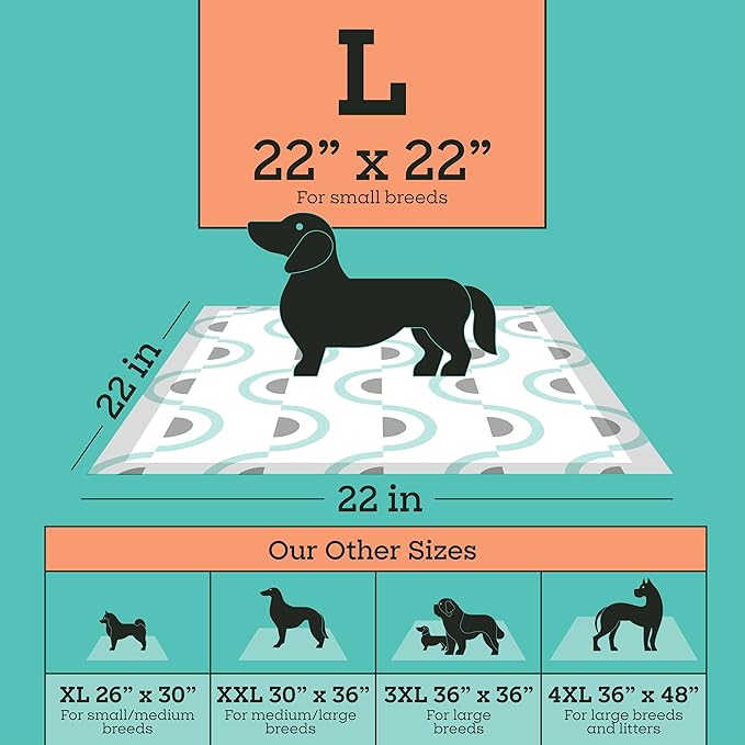 Pet Life Unlimited Smart Prints Large Puppy Pads for Dogs, Potty Training Pee Pads, 84 Count, 22" x 22", Leak-Proof, Super Absorbent, Quick-Dry, Patterned Pads with Odor Control, Made in USA