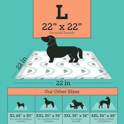 Pet Life Unlimited Smart Prints Large Puppy Pads for Dogs, Potty Training Pee Pads, 84 Count, 22" x 22", Leak-Proof, Super Absorbent, Quick-Dry, Patterned Pads with Odor Control, Made in USA