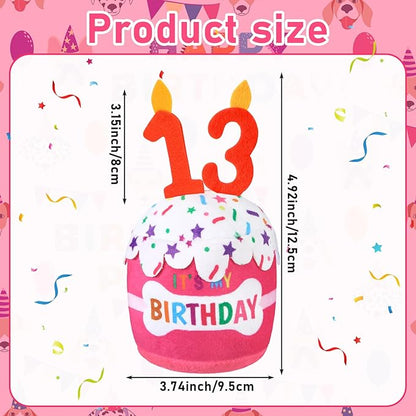 Dog Birthday Cake Toy Accessories for Girl Boy Gifts, Squeaky Plush Toy for Dog Birthday Party Decor Favor for Large, Medium and Small Dogs(13th,Pink)