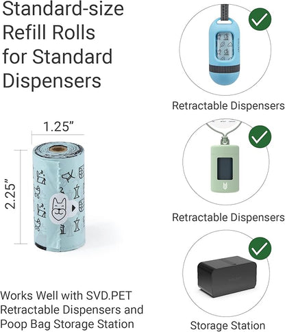 SVD.PET Dog Poop Bags, 120 Unscented Doggie Poo Bags, with Waste Bag Holder, Extra Thick With 100% Leak-Proof Guarantee (8 Rolls, 120 count)
