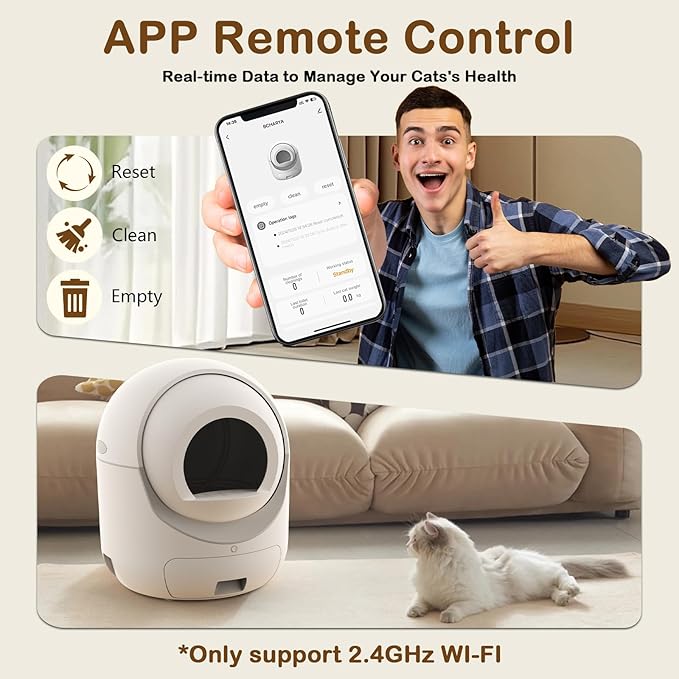 Self Cleaning Cat Litter Box with APP Control, Automatic Liiter Box for Multiple Cats, Quiet Operation, Large Space, Includes Cat Litter Box Liners