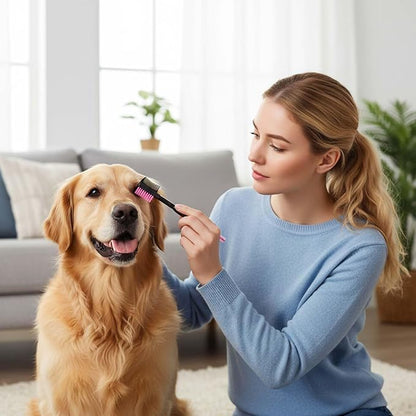6 Packs Double-Sided Grooming Comb Dogs Tear Stain and Eye Cleaning Combs Eye Cleaning Brush for Pets Removing Crust, Mucus for Small Dogs and Cats(Pink)
