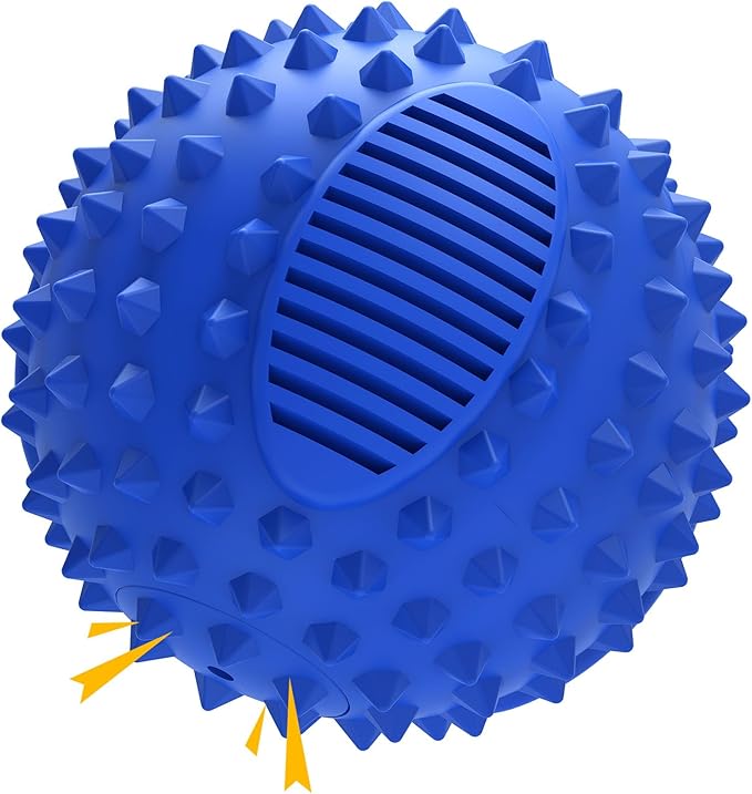petizer 3" Squeaky Dog Balls for Aggressive Chewers, Durable Interactive Spiky Ball for Teething, Indestructible Rubber Dog Chew Toys, Tough Pet Toys for Small, Medium & Large Breeds