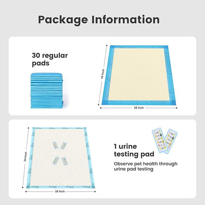 Gardner Pet Ultra Absorbent Thicker Dog Pee Pads Extra Large XL 28"x34" Leak-Proof Odor-Control Blue Puppy Training Pads Full Edge-Wrapping Pad for Dogs Dogs, Puppies, Doggie, Cats, Rabbits (30&1)