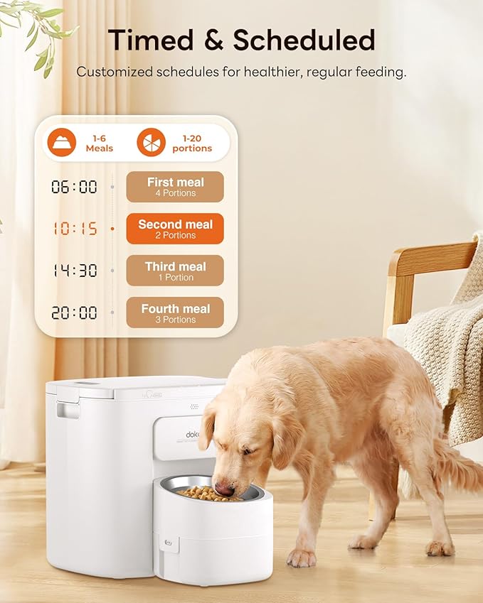 Automatic Dog Feeder for Large Breed, 15L/ 63Cups Vacuum-Sealed Timed Auto Pet Feeder 100% Fresh Airtight, Anti-Clog Pet Food Dispenser for 2-22mm Kibble, Portion Control, Voice Record, Dual Power
