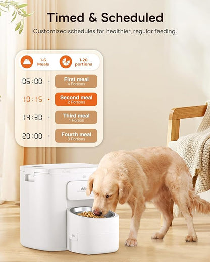 Automatic Dog Feeder for Large Breed, 15L/ 63Cups Vacuum-Sealed Timed Auto Pet Feeder 100% Fresh Airtight, Anti-Clog Pet Food Dispenser for 2-22mm Kibble, Portion Control, Voice Record, Dual Power