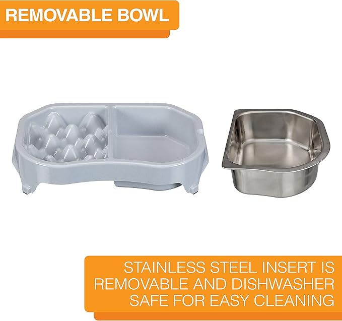 Neater Pet Brands Neater Slow Feeder Dog Bowls, Slows Down Fast Eating to Prevent Vomiting, Overeating, & Bloat, Dog Slow Feeder Bowl with Wide, Non-Slip Base, Holds 2.5 Cups Food and 8.5 Cups Water
