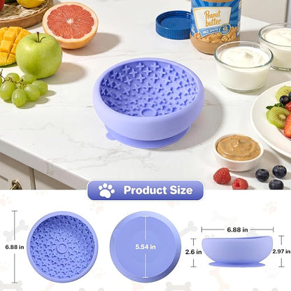 Dog Lick Bowl Slow Feeder with Slanted Anti-Spill Design, Extra-Thick Bite-Resistant Rim, Strong Suction Base, Freezer Safe for Frozen Treats — A Cleaner Alternative to Lick Mats for Dogs (Light Blue)