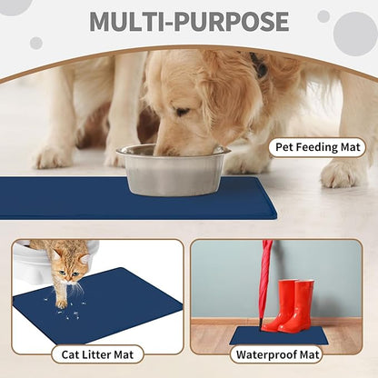WePet Non-Slip Waterproof Pet Feeding Mat, 20x12 Inch - Silicone Dog & Cat Food Mat with Raised Edge to Stop Food Spills and Water Spills - Dishwasher Safe, Easy Clean