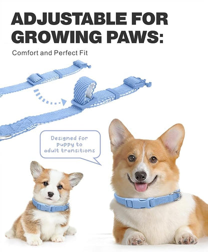 Dynmeow Soft and Breathable Cotton Dog Collar, Durable Adjustable Boy Pet Collar with Quick-Release Buckle, Lightweight for Sensitive Skin for Small and Medium Dogs, Light-Blue, S