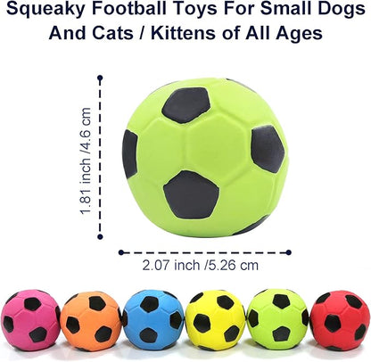 2'' Latex Squeaky Dog Soccer Ball Toys, Dog Football Ball for Puppy Small Medium Dogs, Vibrant Colors Soccer Chew Fetch Throw Balls 6 Pcs/Set