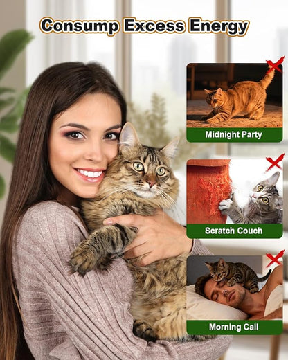 Cat Feather Toys, Enhanced Suction Cup Cat Toys, Interactive Cats Teaser Wand, 10pcs Fishing Pole Feathers Toy Replacements & 2pcs Bouncy Balls, 2 Types Door Hanging Cats String Toy