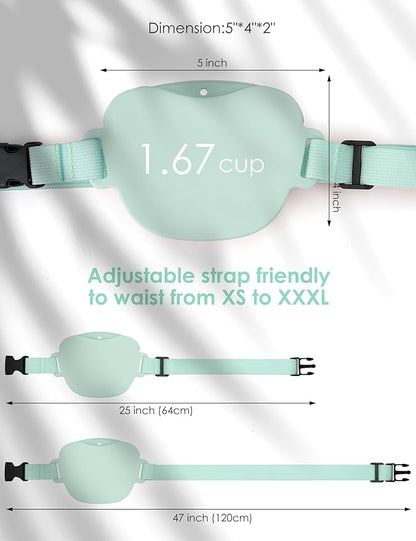 heouvo Dog Treat Pouch with Training Clicker, Upgrade Stronger Magnetic Closure to Avoid Spilling, 1.67 Cup Silicone Treat Bag Fanny Pack with Waist Belt for Pet Training Walking (Green)