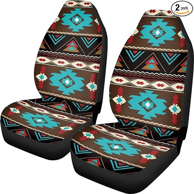Ethnic Aztec Tribal Car Seat Covers for Front Seats SUV Truck Van Sedans Bucket Seat Covers for Women Men, Washable and Breathable Car Accessories Seat Protector