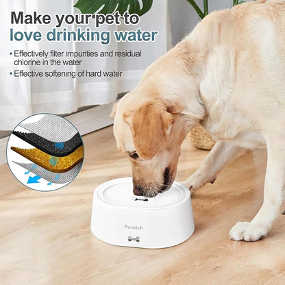 Dog Water Bowl No Spill 2L/70oz Spill Proof Slow Water Feeder for Dogs No Splash Pet Water Bowl Dispenser for Messy Drinkers Vehicle Travel, BPA Free