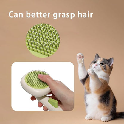 Pet Massage Comb, Knot Opening Comb, Self-Cleaning, Cat And Dog Universal, One Click Hair Removal,Pet Supplies Hair Remover Tool, White Green - Persimmon Style, 1 piece, 1 sale