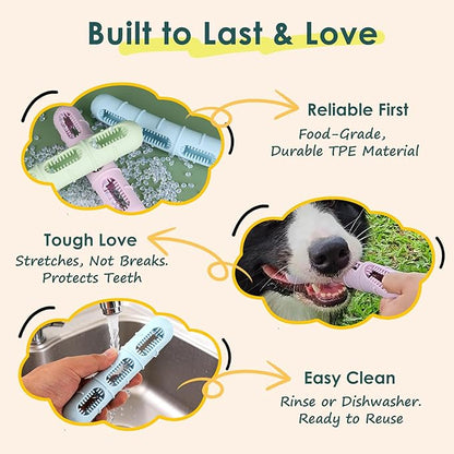 Bite and Brush Dog Chew Toy–Stuffable Rubber Puppy Teething Toy with Bristles for Teeth Cleaning, Tough Interactive Small Dog Toy Keeps Them Busy,Perfect for Teething & Training (Upgraded 3.0 - Pink)