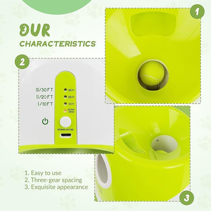 ENTROY Automatic Ball Launcher,Dog Toy Ball Thrower,Interactive Dog Ball Thrower,Adjustable Distance 10-30ft Ball Thrower Dog Fetch Machine with 6 2 inch Tennis Balls for Small and Medium Dogs(Green)