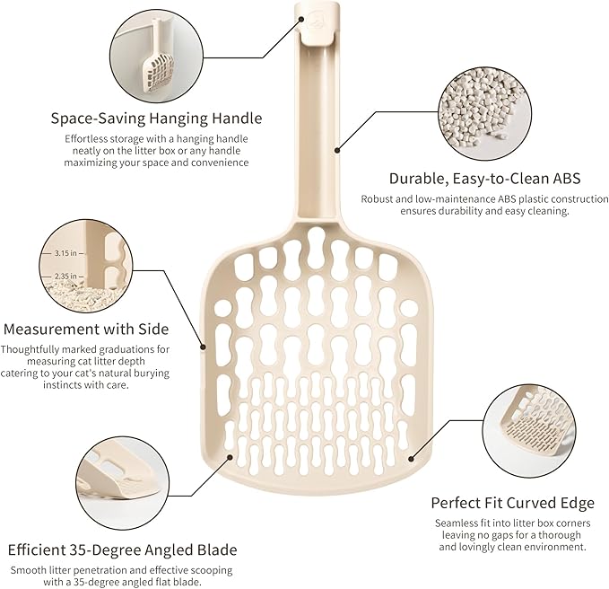 Lady N Cat Litter Scoop for Clumping Litter, Dual-Size 8-Shaped Holes for Fast Sifting, Works with Tofu, Clay, Corn & Wood, Durable ABS Plastic