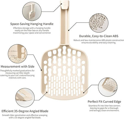 Lady N Cat Litter Scoop for Clumping Litter, Dual-Size 8-Shaped Holes for Fast Sifting, Works with Tofu, Clay, Corn & Wood, Durable ABS Plastic