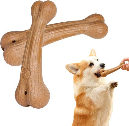 Indestructible Dog Toys For Aggressive Chewers Dog Chew Toys Dog Bone Made With Wood, M, 2Pcs