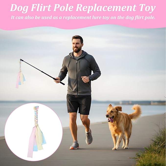 4 PCS Flirt Pole Replacement Toys, Natural Rope Squishy Face Flirt Pole for Dogs for Interactive Play and Chewing as a Fun Dog Chase Toy