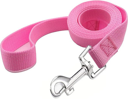 TAIAN 5 FT Strong Dog Leash, Nylon Dog Leashes for Small Medium Large Dogs Pink