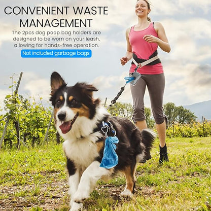2pcs Dog Poop Bag Holder with 2 Hands-free holder Poop Bag Dispenser Pet Dog Waste Bag Dispenser Leash Attachment Fits Any Dog Leash for Dog Cat and Other Pets(Gray)